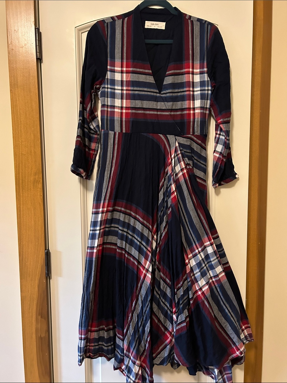 Isabella Sinclair for Anthropologie Tartan Surplice Plaid Dress